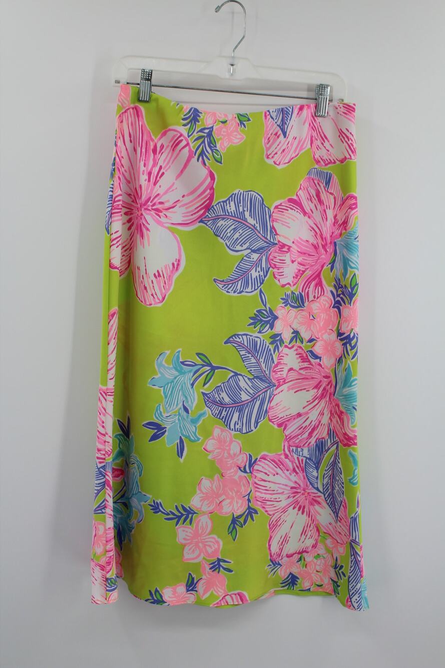 Women’s Lilly Pulitzer CORY MIDI SKIRT Matcha Green Boho Babe Pink sz 10